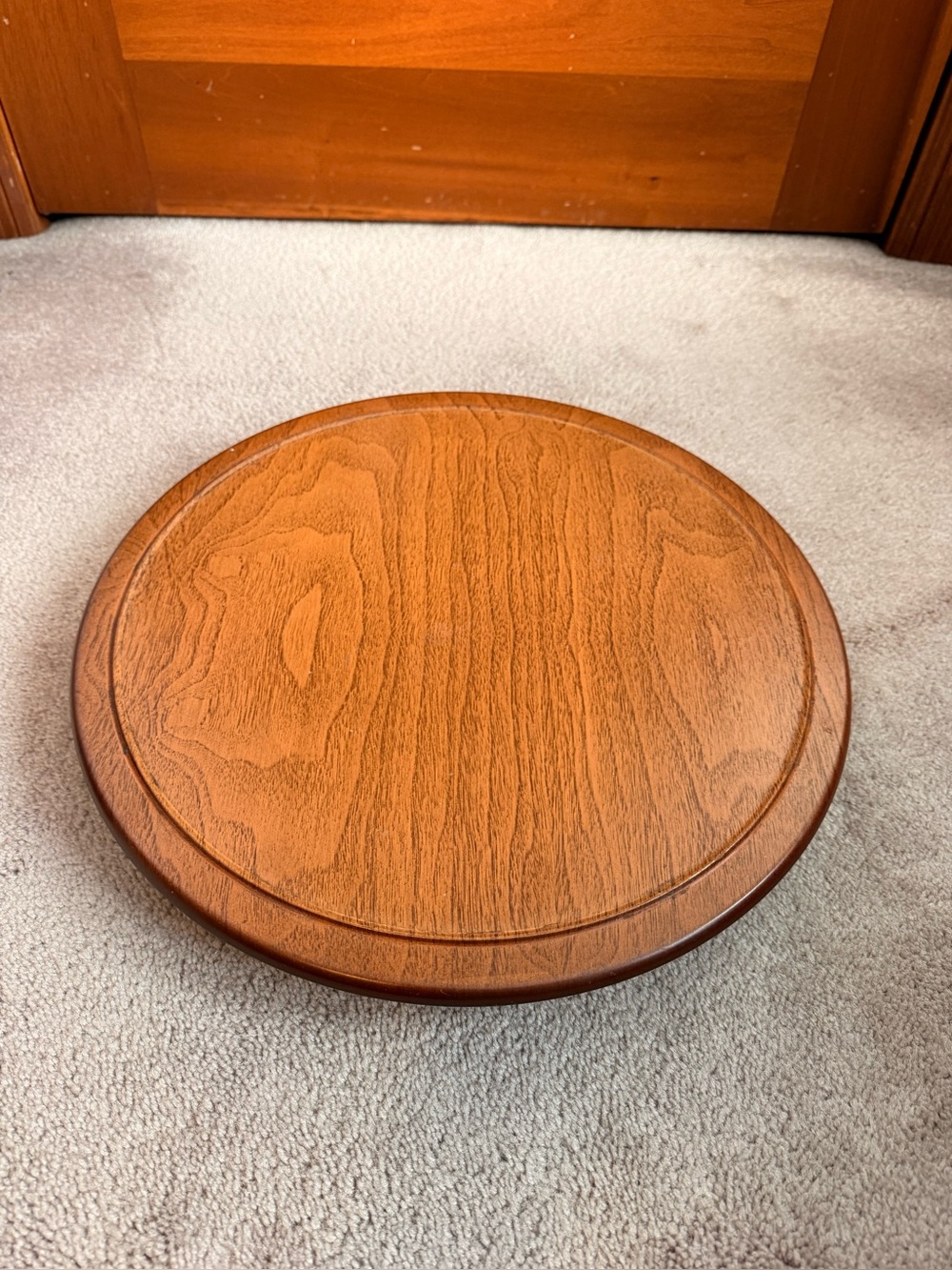 Vintage Wood Lazy Susan 14” Round Rotating Serving Tray Turntable MCM Farmhouse